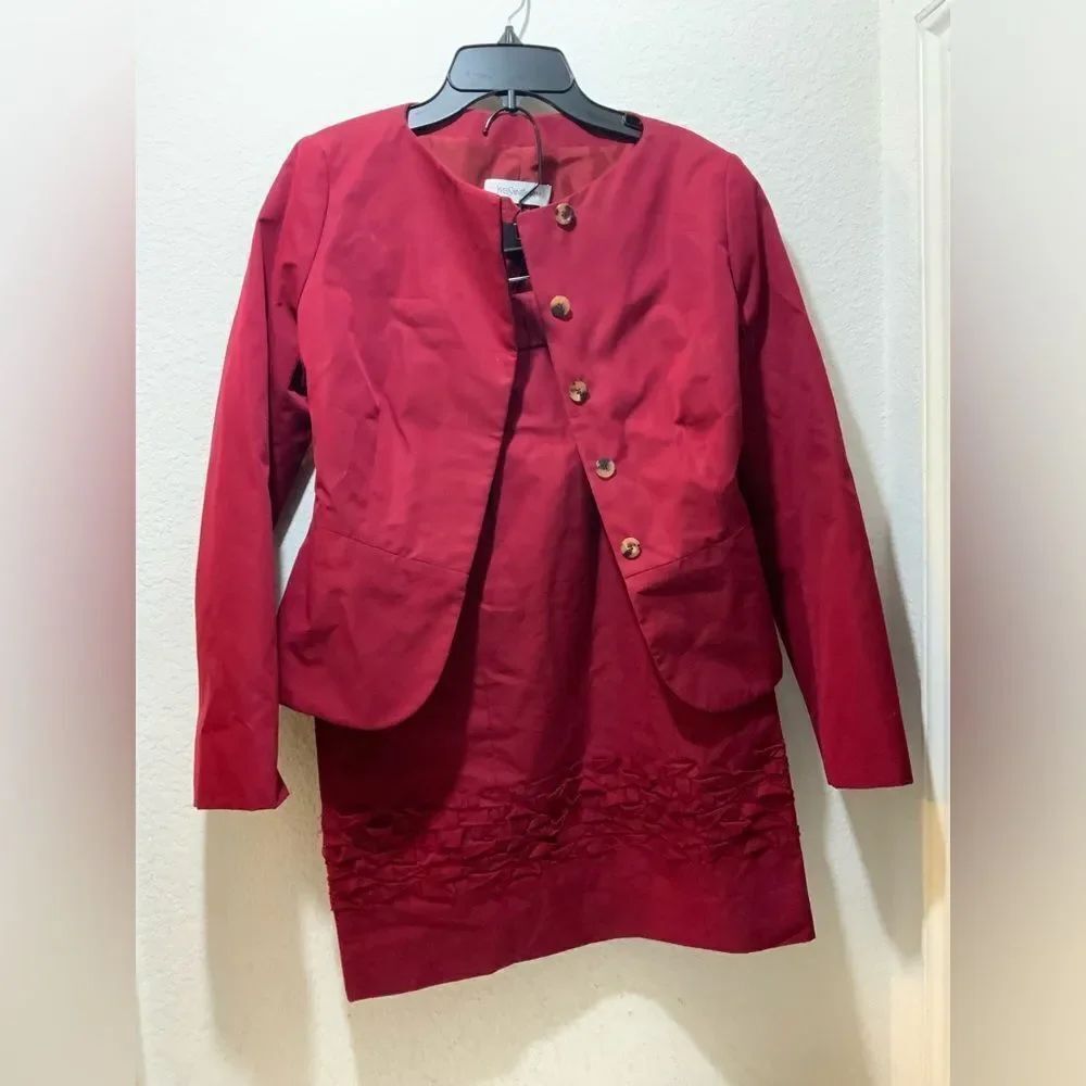 Yves saint Laurent Women’s Suit Jacket Skirt 36/38 Set Red